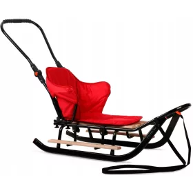    JEE Schlitten für Kinder mit Matratze + Rückenlehne, Schiebegriff und Fußstützen