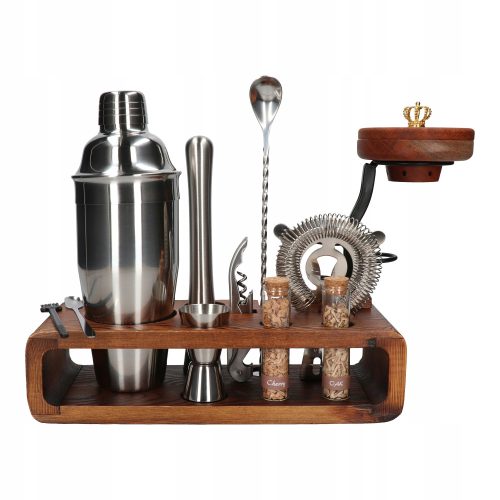 12-teiliges Barkeeper-Set mit Ständer und Aufsatz zum Rauchen von Whiskey