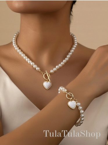  Set aus Halskette und Armband mit Perlenanhänger als Geschenk