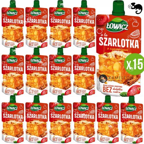 Lowicz Apfel-Zimt Reis-Fruchtdessert, 15x100g Beutel, Zuckerfrei