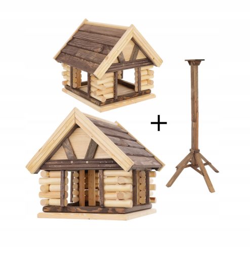 Boxen (Häuser) und Vogelhäuschen Mazur Holz-Vogelhäuschen 35x32x37 cm + Holzständer für Vogelhäuschen S1P