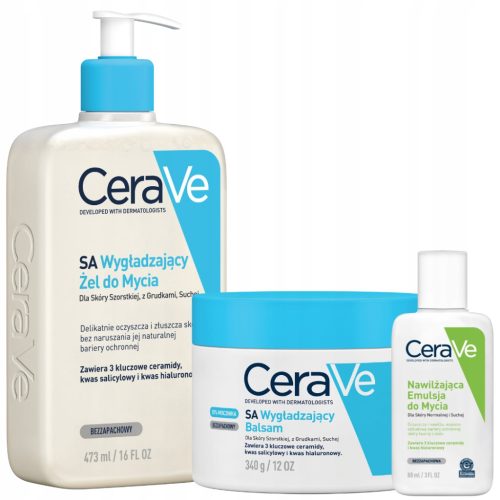 CeraVe Zestaw Wygładzający Balsam, Żel + gratis