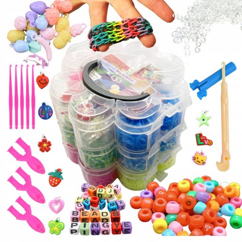  GUMMI FÜR DIE HERSTELLUNG VON STARKEN ARMBÄNDERN Webstuhl-SET XXL-FARBEN LA CREATIVA HQ