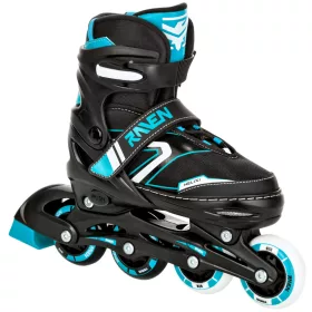    RAVEN Helixi Schwarz/Mint verstellbare Inline-Skates 38-42 LED-Räder