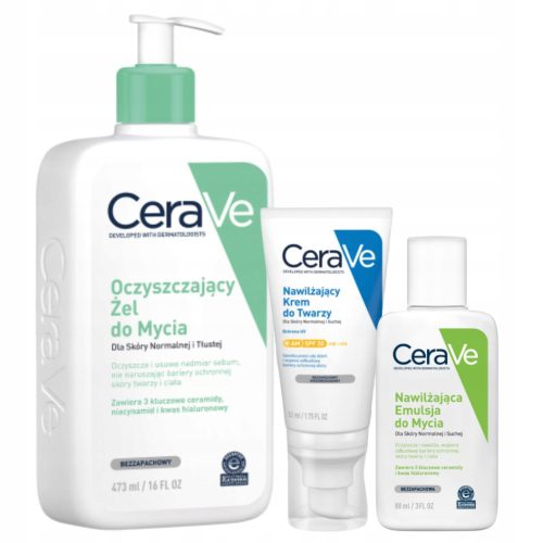 CeraVe Krem do Twarzy SPF 30 52ml + Oczyszczający Żel do Mycia 473ml