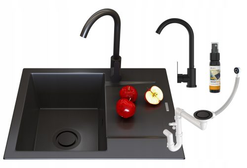 Granitan TOP Einbeckenspüle, schwarzer Granit