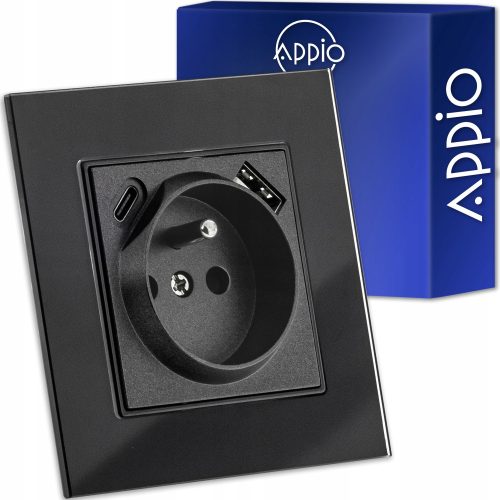 Steckdose, USB-Wand APPIO schwarz