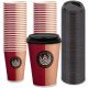 Einweggeschirr KAFFEE-PAPIERBECHER 300 ml + SCHWARZE DECKEL 100 Stück