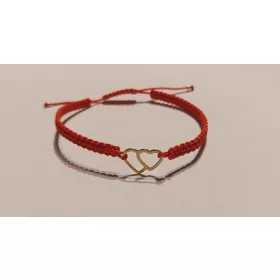    ZWEI HERZEN ARMBAND GOLD GLÜCK FREUNDSCHAFT PROMI ROTER FADEN