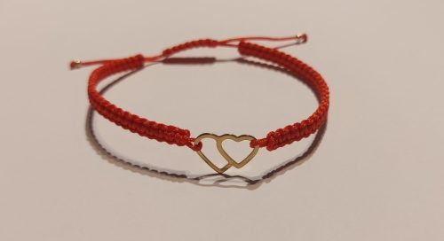  ZWEI HERZEN ARMBAND GOLD GLÜCK FREUNDSCHAFT PROMI ROTER FADEN