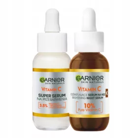    Garnier-Set: Gesichtsserum gegen Verfärbungen mit Vitamin C und Niacinamid für den Tag, Nachtserum mit Vitamin C und Hyaluronsäure