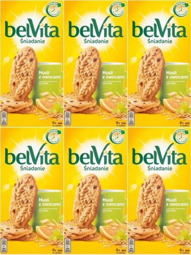 belVita Müsli-Kekse mit Früchten, 300g Packung x 6 - Ideal für energiereiches Frühstück