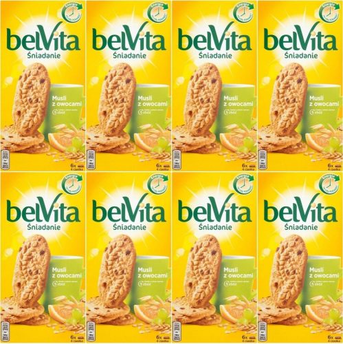 BelVita Müsli-Kekse mit Fruchtstücken 300 g x 8 – Ideal für ein nahrhaftes Frühstück