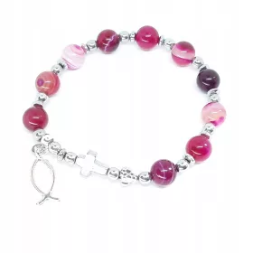  Fuchsia-Achat-Handrosenkranz-Armband
