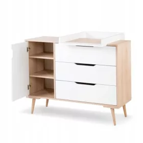    LittleSky by H.Klupś Sofie Kommode 120 x 45 x 94 cm weiß, Buche hell matt