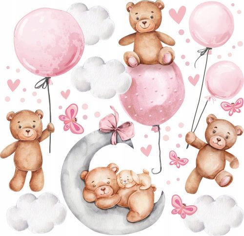  WANDAUFKLEBER BÄREN, WOLKEN, LUFTBALLONS 50x100cm MC16