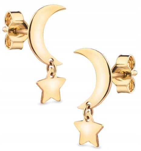  HÄNGENDE GOLD-OHRRINGE MIT MOND UND STERN 585 14KT