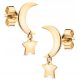  HÄNGENDE GOLD-OHRRINGE MIT MOND UND STERN 585 14KT
