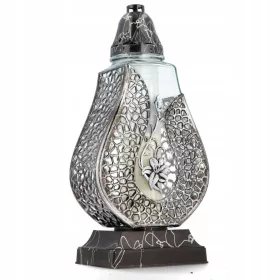  Rosa Glaskerze, großes Silber, 38 cm