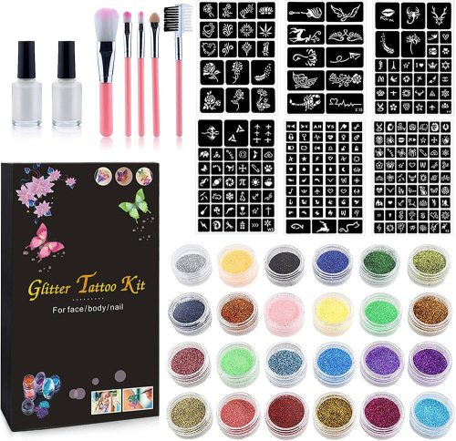  WASCHBARE GLITZER-TATTOOS FÜR MÄDCHEN 151 Stück
