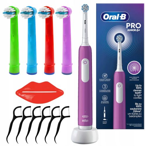  Oral-b Junior Pro Zahnbürste Lila + 4x EB-10A Color Ersatzkopf