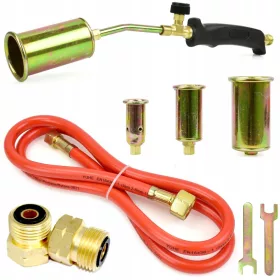   Gasbrenner zum Bräunen, 3 Dachpappendüsen + MESSING-REDUZIERUNG FÜR ZYLINDER GZ21,8MM, GW3/8"