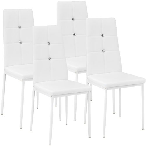  TecTake Stuhl, Kunstleder, weiß, 4-tlg.