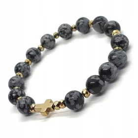  Rosenkranz-Armband für die Hand, Schneeobsidian