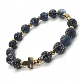  Rosenkranz-Armband an der Hand Achat Smoczy