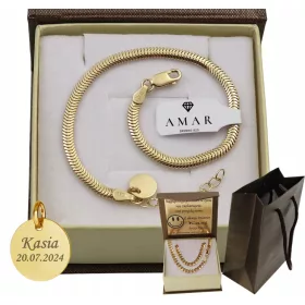  Damen-Schlangenarmband aus Gold mit Gravur Pr 925 585
