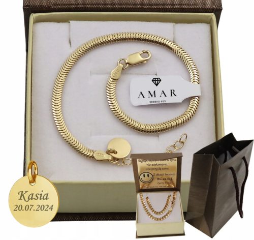  Damen-Schlangenarmband aus Gold mit Gravur Pr 925 585