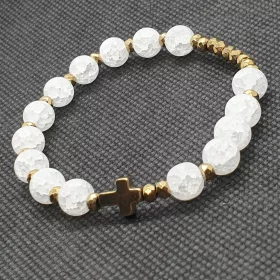  ROSARY Handarmband, mattierter Bergkristall