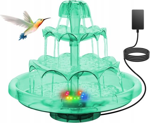  3-stufiger Wasserbrunnen, LED-Licht, Vogelbrunnen, Wasserbrunnen