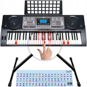    Tastatur zum Lernen, beleuchtete Tasten, Tastaturständer + Notizaufkleber