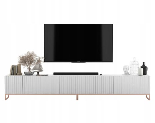  Glamour TV-Ständer Moderner TV-Ständer, Mattweiß, 300 cm