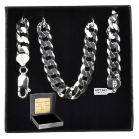 925er Silberkette, Breite 7,5 MM. + GRAVUR