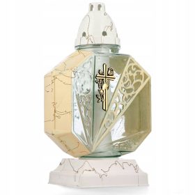  Virale Glaskerze in Weiß und Gold, 36 cm