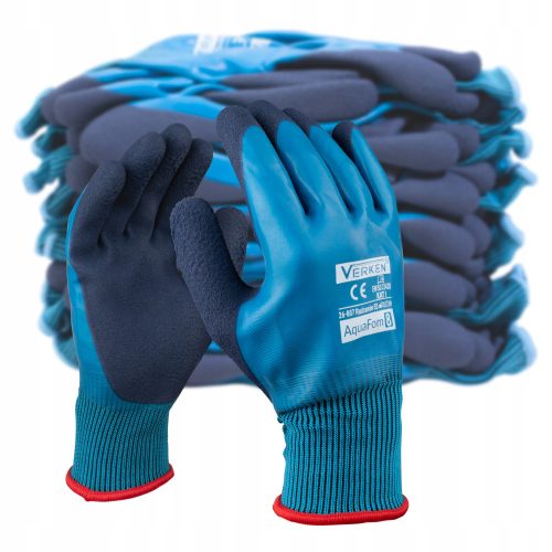 GAWORInternational Handschuhe Wasserdichte Arbeitshandschuhe blau Größe 9 - L 12 Paar