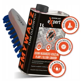   SCHWERER ÖLFECKENENTFERNER BUDOWLANY EXPERT 1L ZIEGEL + Handbürste für Boden, Schrubben, Polsterung Budowlany Expert