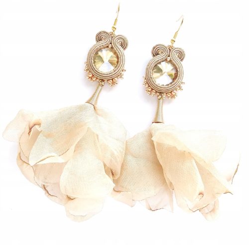  Roségoldene Soutache-Ohrringe, Roségold, Boho-Hochzeit, hängende Blume, Abendmode