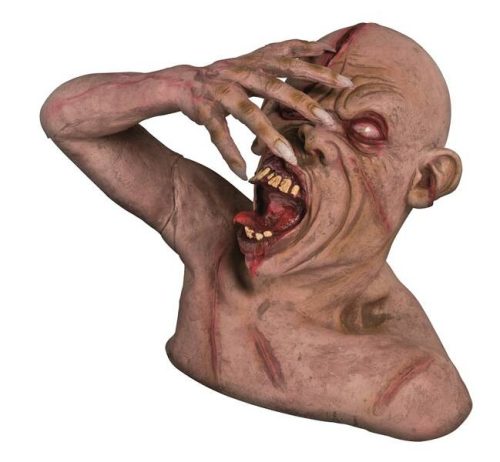  HALLOWEEN-DEKORATION SCREAMING ZOMBIE BÜSTE