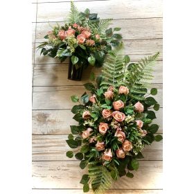  Set aus Vaseneinsatz + Grabdeko-Blumenstrauß