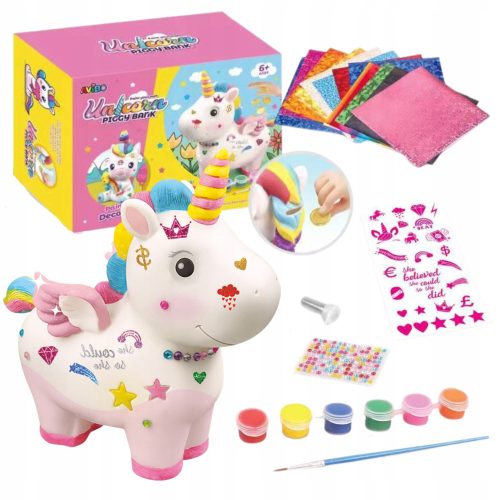  Einhorn-Sparschwein zum Malen, Malen, Pinsel, Aufkleber, Diamanten, Geschenk