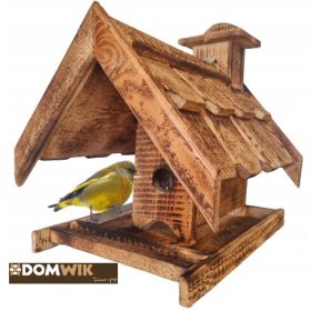  Großer Vogelhäuschen aus gebranntem Holz mit Füllung