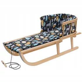    Holzschlitten mit Rückenlehne + Sitzfläche, Matratze und Rückenlehne