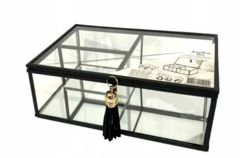  Glasschatulle, Schmuckschatulle aus Metall