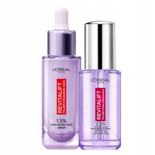  L'Oreal Revitalift Filler Set: Anti-Falten-Gesichtsserum mit Hyaluronsäure, feuchtigkeitsspendendes Augenserum mit Vitamin Cg und Niacinamid