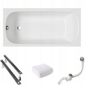   Polimat Classic rechteckige Acrylbadewanne, seitlicher Abfluss, 130 x 70 cm