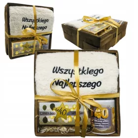    Geburtstagsgeschenk 18-70 Geschenkset Handtuch, Tasse, Schokolade
