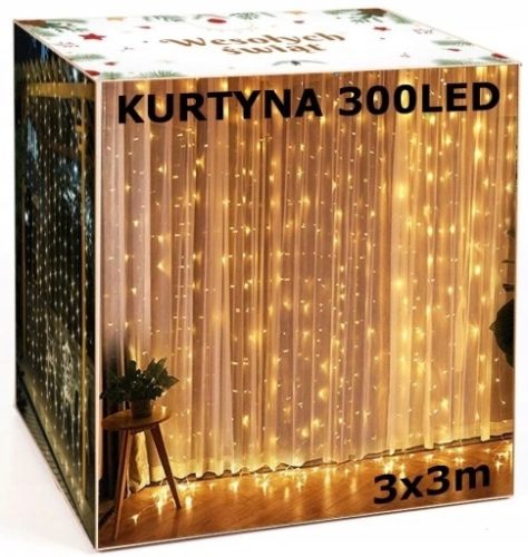  LICHTVORHANG 300LED-LAMPEN REMOTE GIRLAND 3x3m WARMWEISS